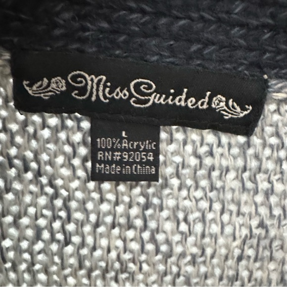 Miss Guided blue block pattern snap cardigan, size L - Picture 2 of 3